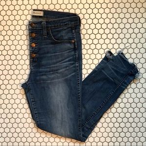 10" High Rise Skinny Jeans: Chewed-Hem Edition